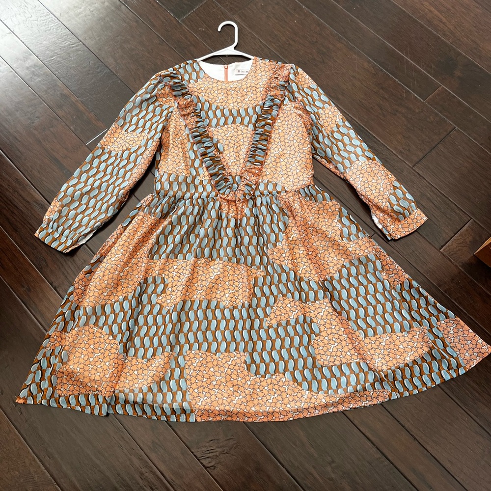 Minimal Girls Dress With Ruffles; Size 16
